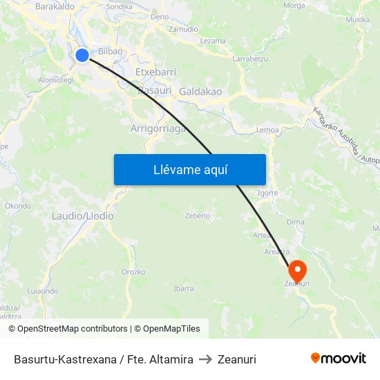 Basurtu-Kastrexana / Fte. Altamira to Zeanuri map