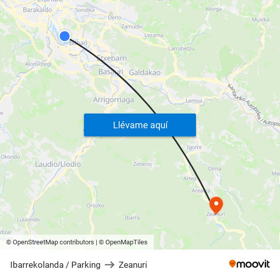 Ibarrekolanda / Parking to Zeanuri map