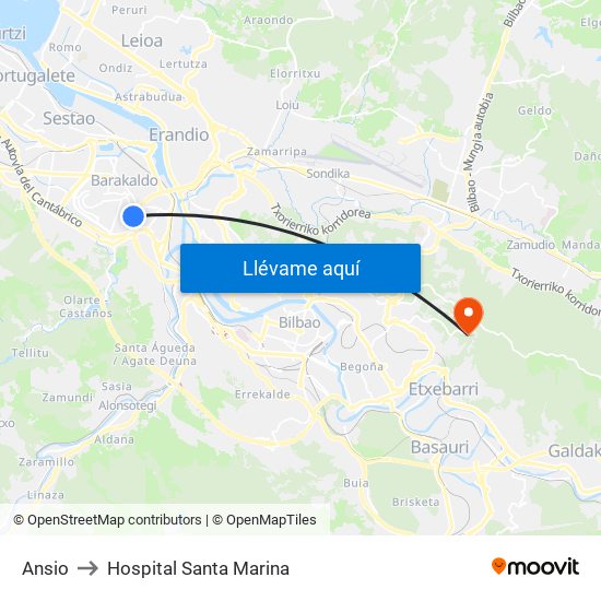Ansio to Hospital Santa Marina map