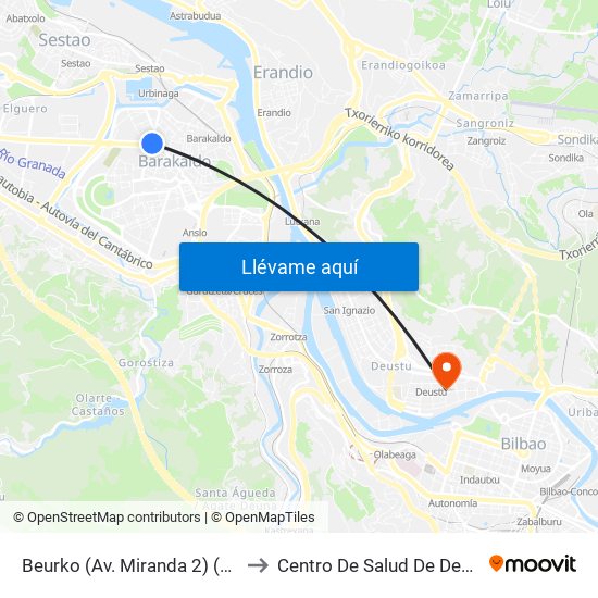 Beurko (Av. Miranda 2) (411) to Centro De Salud De Deusto map