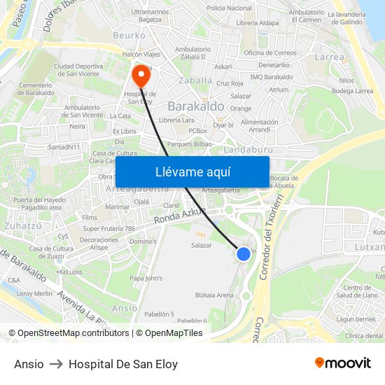 Ansio to Hospital De San Eloy map