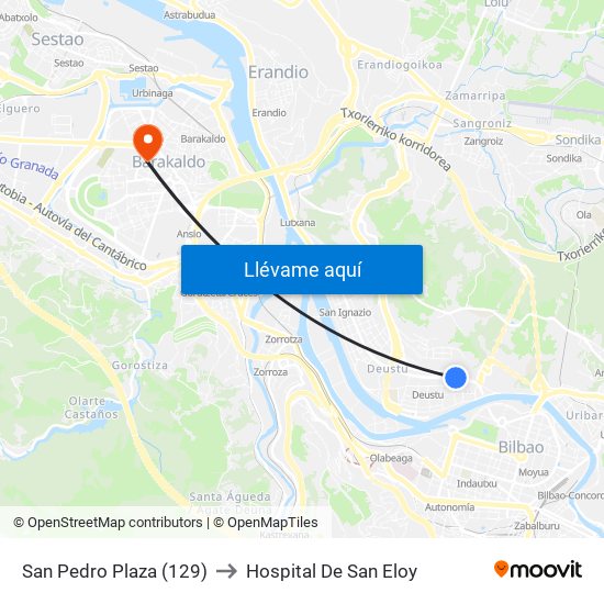 San Pedro Plaza (129) to Hospital De San Eloy map