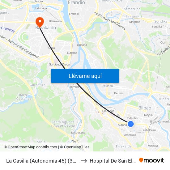 La Casilla (Autonomía 45) (356) to Hospital De San Eloy map