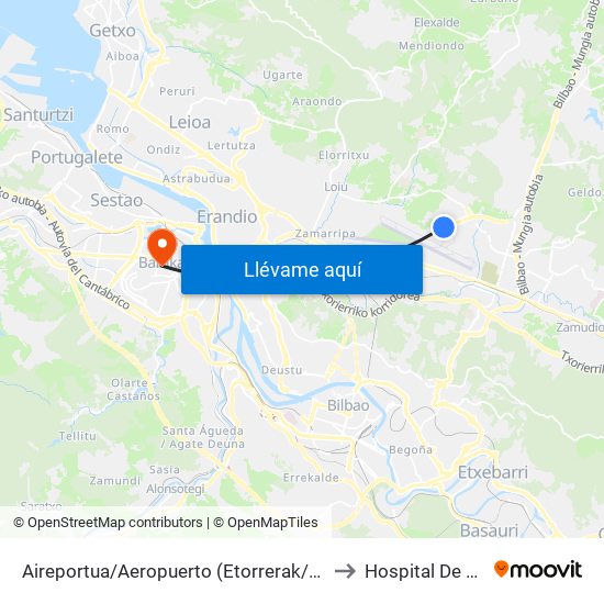 Aireportua/Aeropuerto (Etorrerak/Llegadas) (1003) to Hospital De San Eloy map