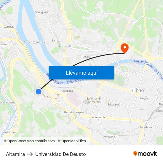 Altamira to Universidad De Deusto map