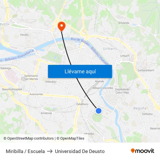 Miribilla / Escuela to Universidad De Deusto map