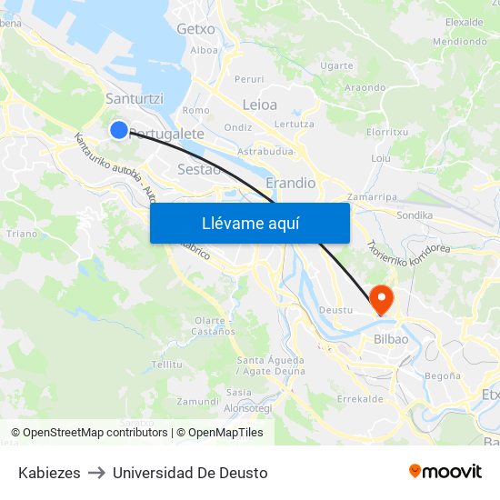 Kabiezes to Universidad De Deusto map