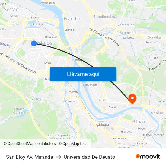 San Eloy Av. Miranda to Universidad De Deusto map