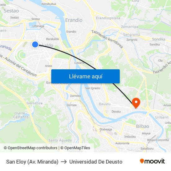 San Eloy (Av. Miranda) to Universidad De Deusto map