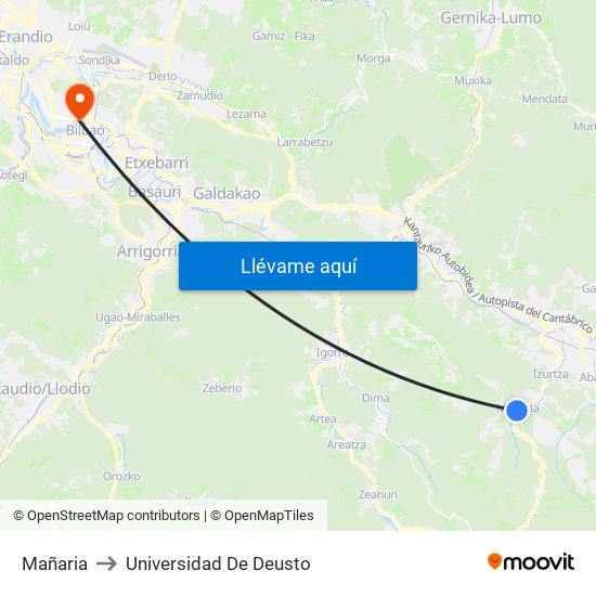 Mañaria to Universidad De Deusto map