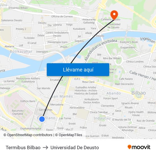 Termibus Bilbao to Universidad De Deusto map