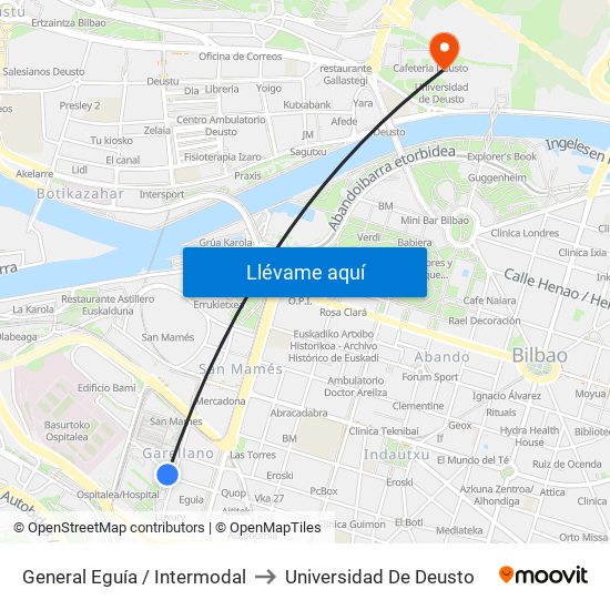 General Eguía / Intermodal to Universidad De Deusto map