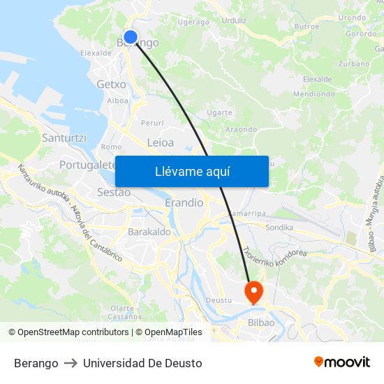 Berango to Universidad De Deusto map