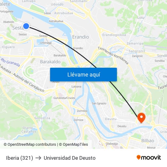 Iberia (321) to Universidad De Deusto map