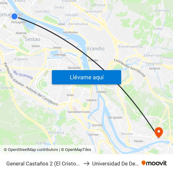 General Castaños 2 (El Cristo) (325) to Universidad De Deusto map