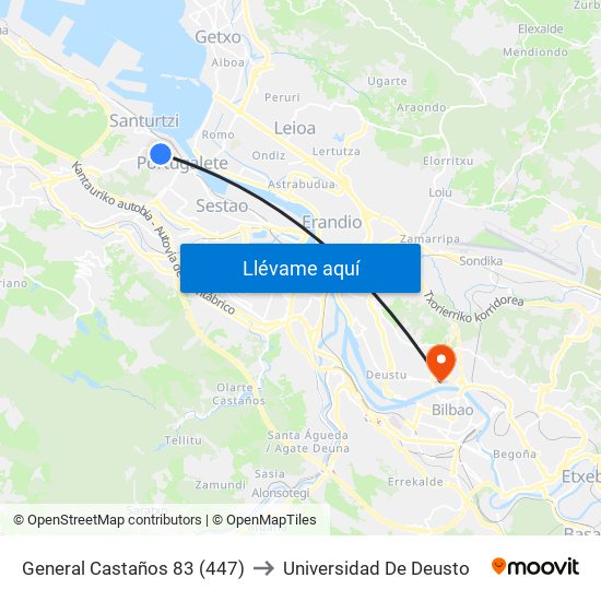 General Castaños 83 (447) to Universidad De Deusto map