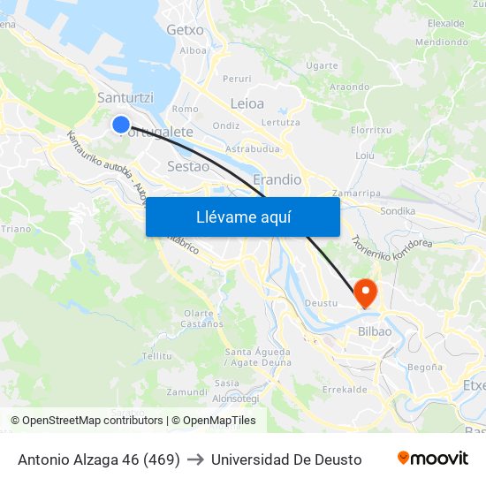 Antonio Alzaga 46 (469) to Universidad De Deusto map