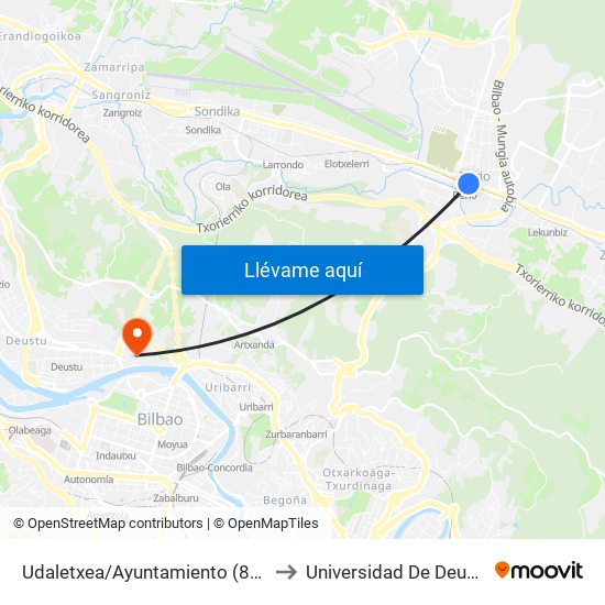 Udaletxea/Ayuntamiento (847) to Universidad De Deusto map