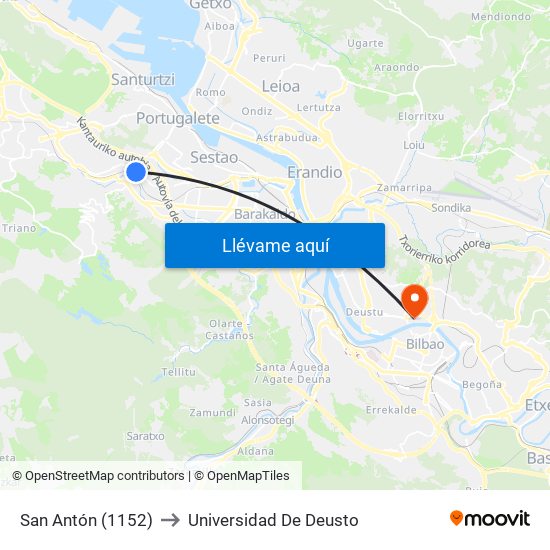 San Antón (1152) to Universidad De Deusto map