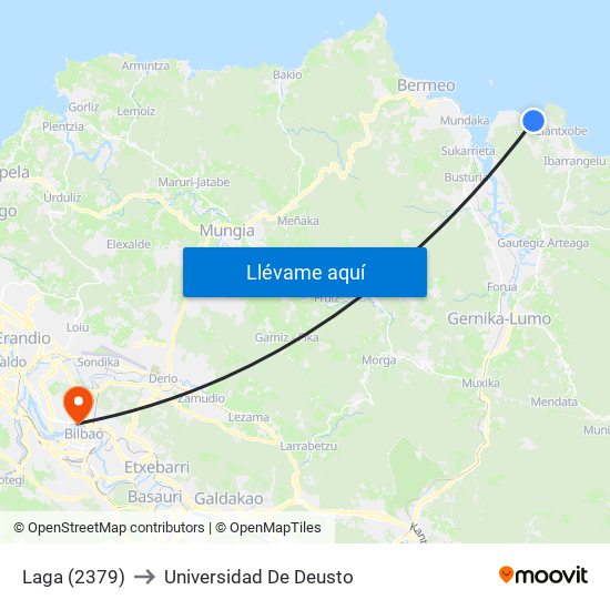 Laga (2379) to Universidad De Deusto map