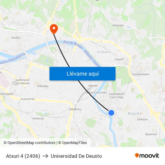 Atxuri 4 (2406) to Universidad De Deusto map