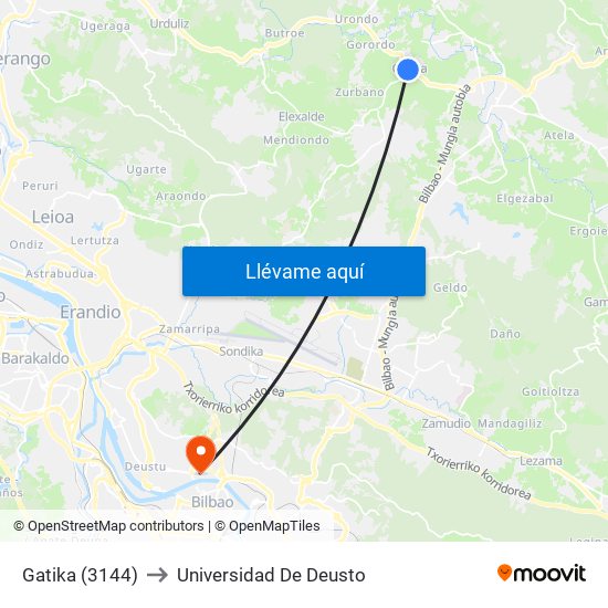 Gatika (3144) to Universidad De Deusto map