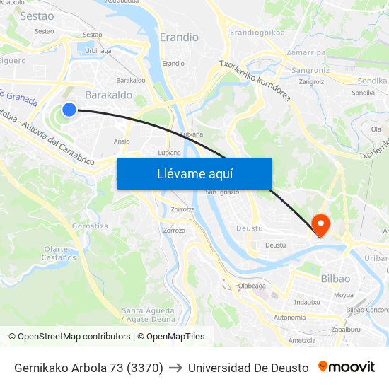 Gernikako Arbola 73 (3370) to Universidad De Deusto map