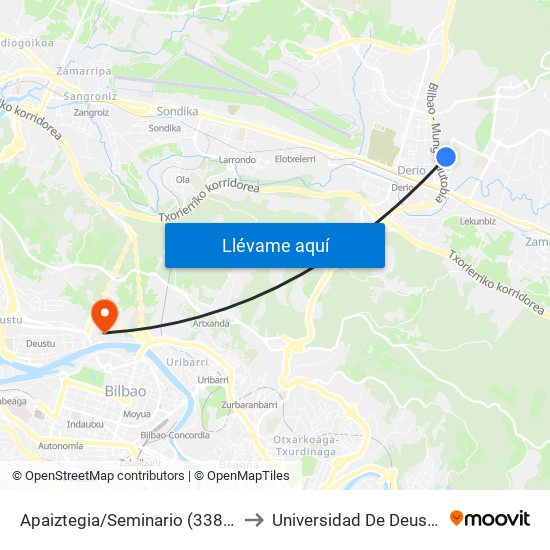 Apaiztegia/Seminario (3381) to Universidad De Deusto map