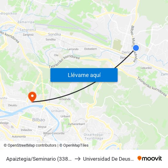 Apaiztegia/Seminario (3382) to Universidad De Deusto map