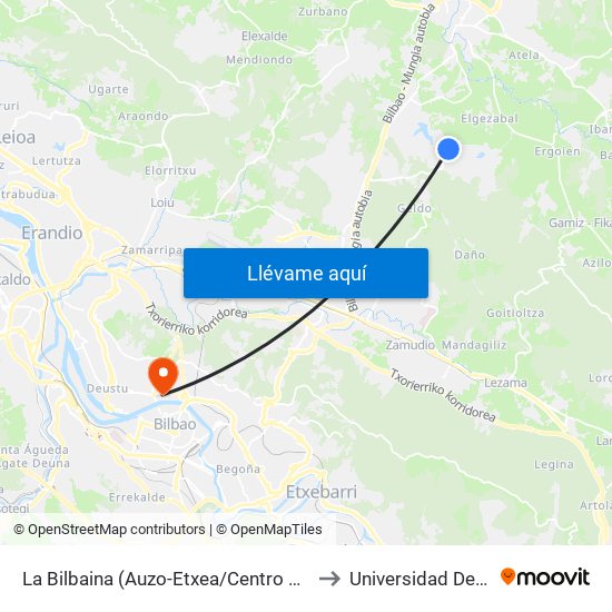 La Bilbaina (Auzo-Etxea/Centro Cívico) (3402) to Universidad De Deusto map