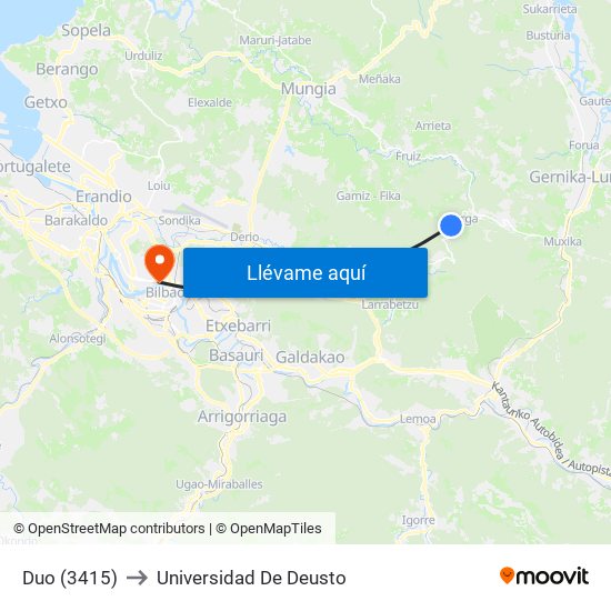Duo (3415) to Universidad De Deusto map