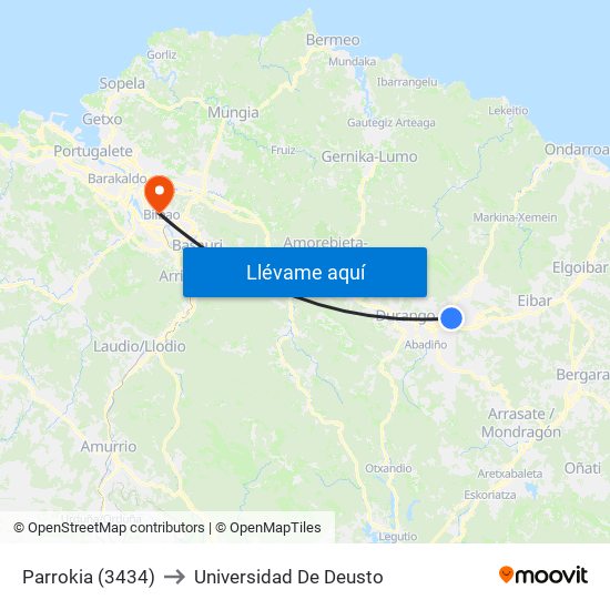 Parrokia (3434) to Universidad De Deusto map