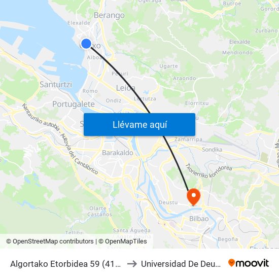 Algortako Etorbidea 59 (4155) to Universidad De Deusto map