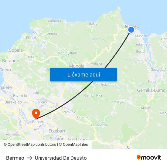 Bermeo to Universidad De Deusto map