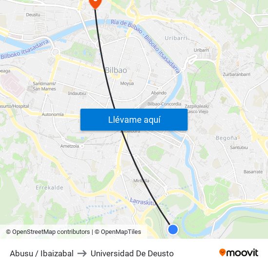 Abusu / Ibaizabal to Universidad De Deusto map