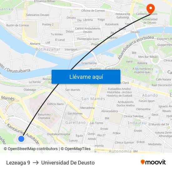 Lezeaga 9 to Universidad De Deusto map