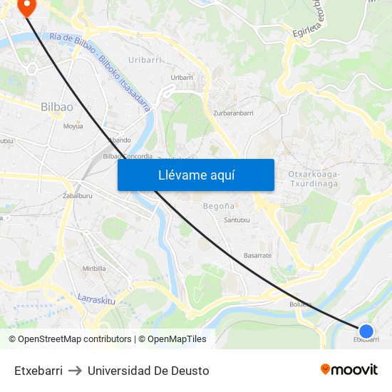 Etxebarri to Universidad De Deusto map