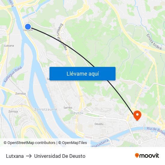 Lutxana to Universidad De Deusto map