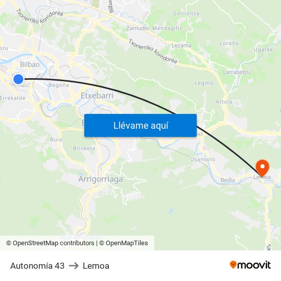 Autonomía 43 to Lemoa map