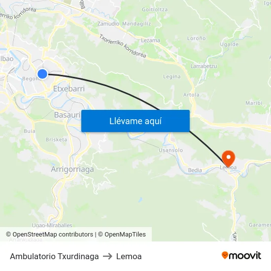 Ambulatorio Txurdinaga to Lemoa map