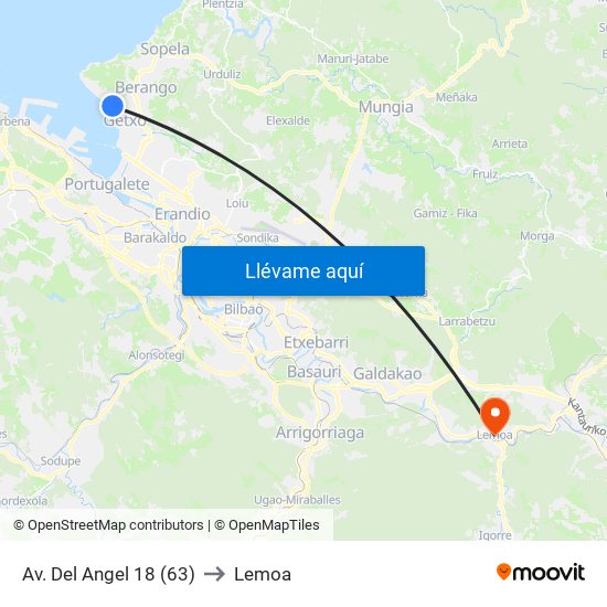 Av. Del Angel 18 (63) to Lemoa map