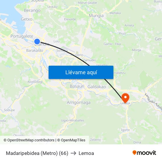 Madaripebidea (Metro) (66) to Lemoa map