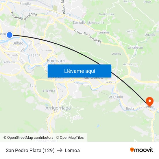 San Pedro Plaza (129) to Lemoa map