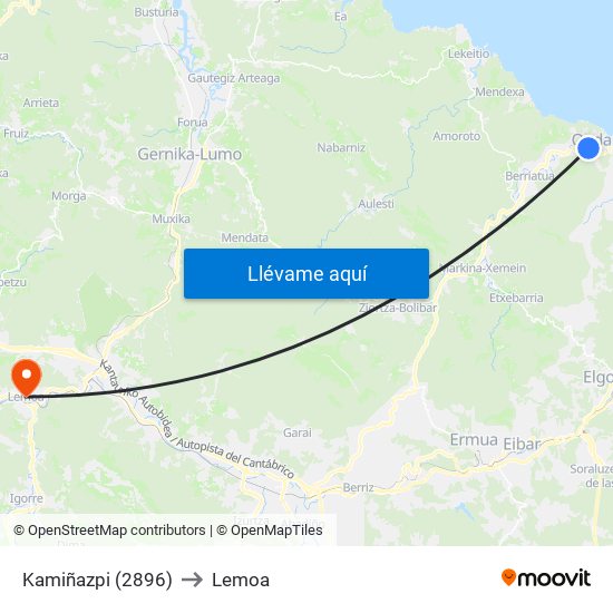 Kamiñazpi (2896) to Lemoa map