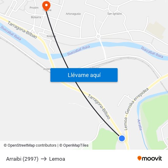 Arraibi (2997) to Lemoa map