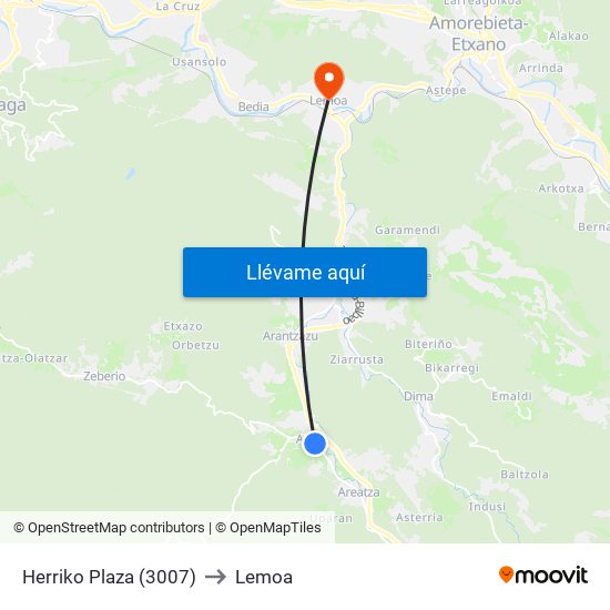 Herriko Plaza (3007) to Lemoa map