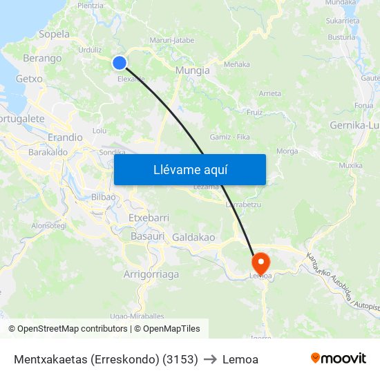 Mentxakaetas (Erreskondo) (3153) to Lemoa map