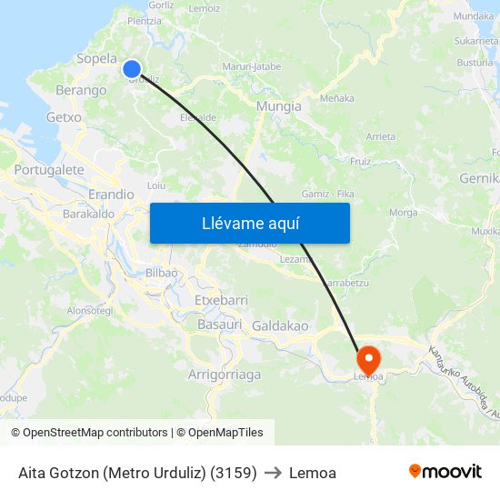 Aita Gotzon (Metro Urduliz) (3159) to Lemoa map