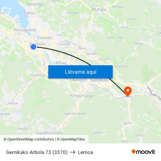 Gernikako Arbola 73 (3370) to Lemoa map