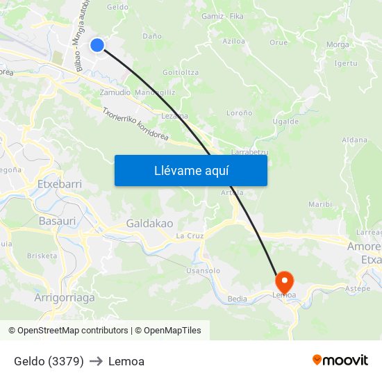 Geldo (3379) to Lemoa map